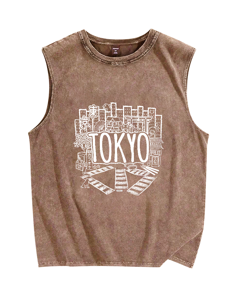 Tokyo Vintage Distressed Washed Tank Top