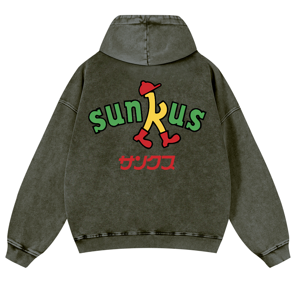 Circle K Sunkus Vintage Washed Cotton Back Art Hoodie