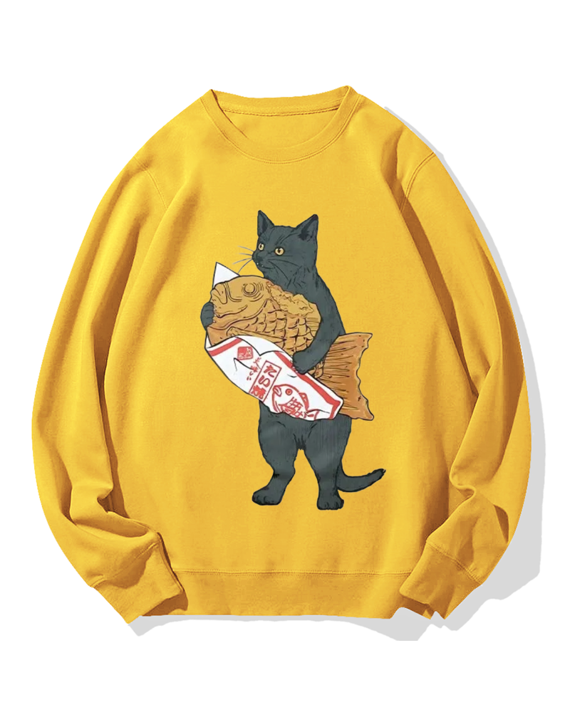 Cat holding taiyaki Cotton Sweatshirt