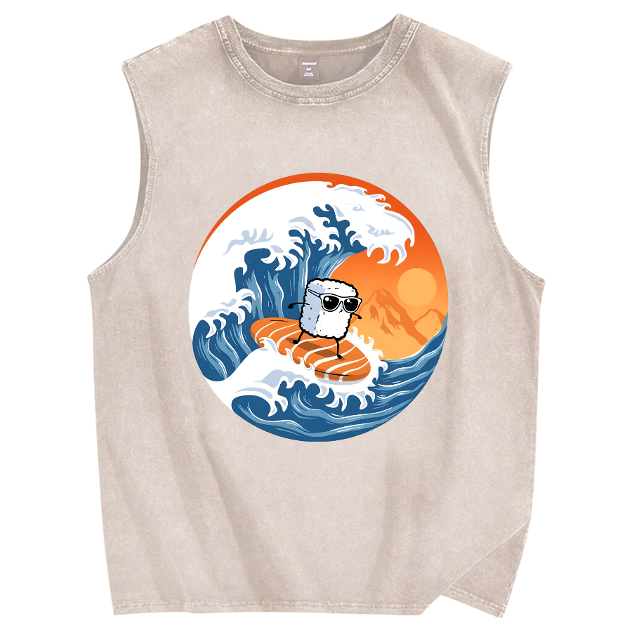 Sushi Surfing Vintage Distressed Washed Tank Top