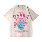 Osaka Dotonbori Drunken Octopus Vintage Wash Japanese Design T-Shirt