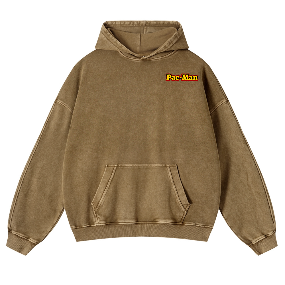 Pacman Vintage Washed Cotton Back Art Hoodie