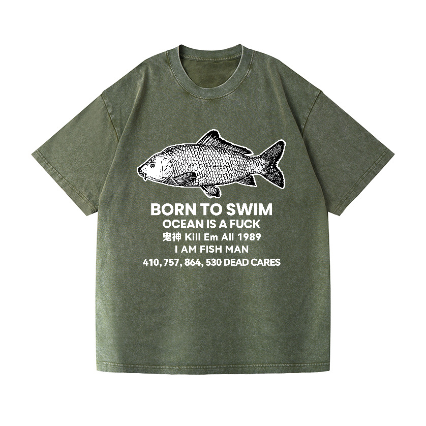 Fish Vintage Wash Japanese Design T-Shirt