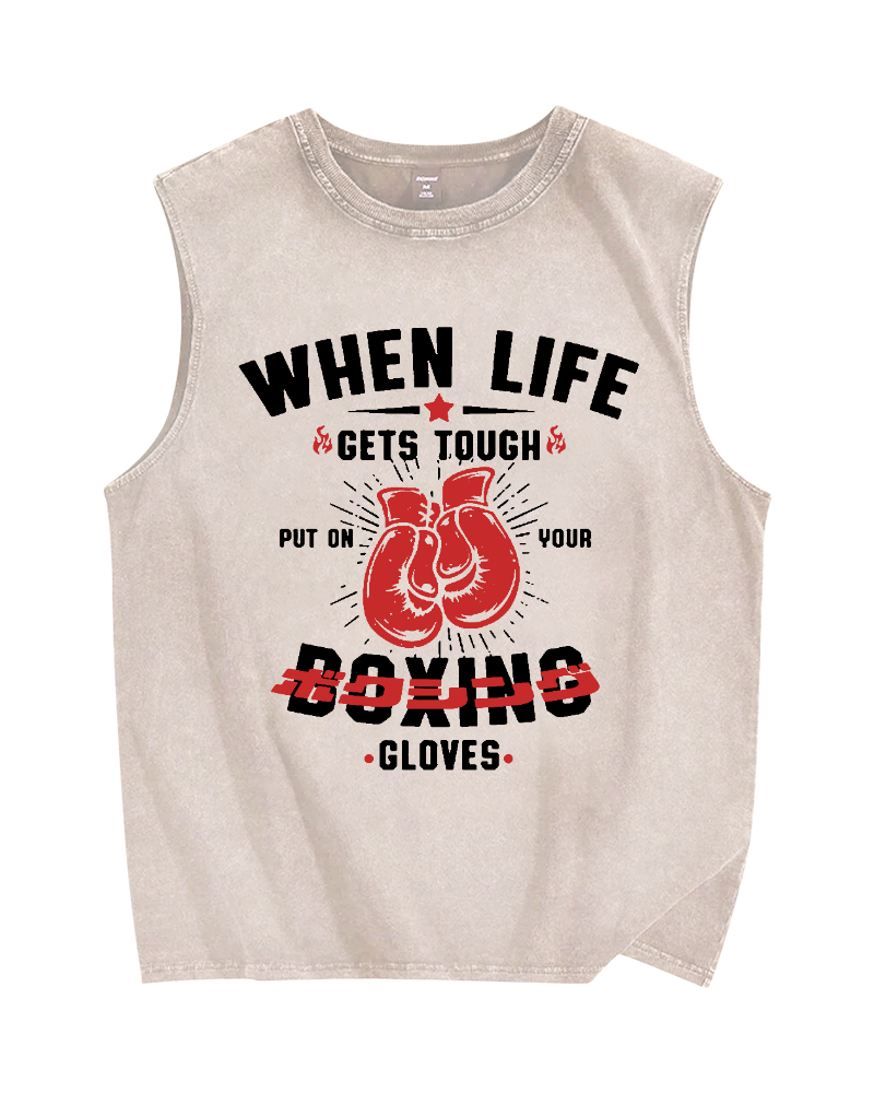 Boxing Gloves Vintage Distressed Washed Tank Top