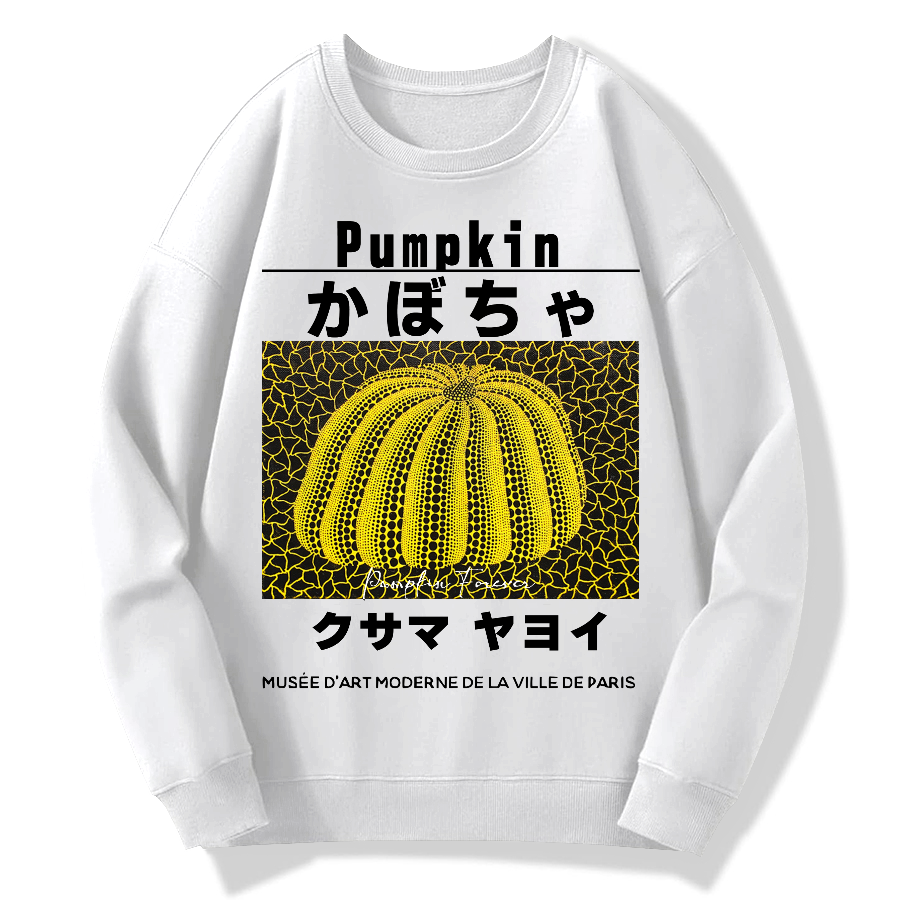 Japanese Yellow Punpkin Geek Cotton Sweatshirt
