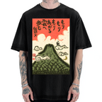 Cloud Japanese Style Painting Vintage Washed T-shirt
