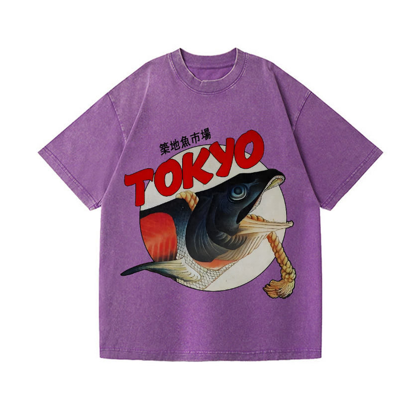 Tsukiji Fish Market Vintage Wash Japanese Design T-Shirt