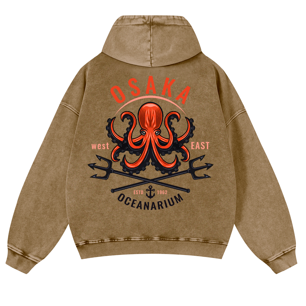 Osaka Octopus Vintage Washed Cotton Back Art Hoodie