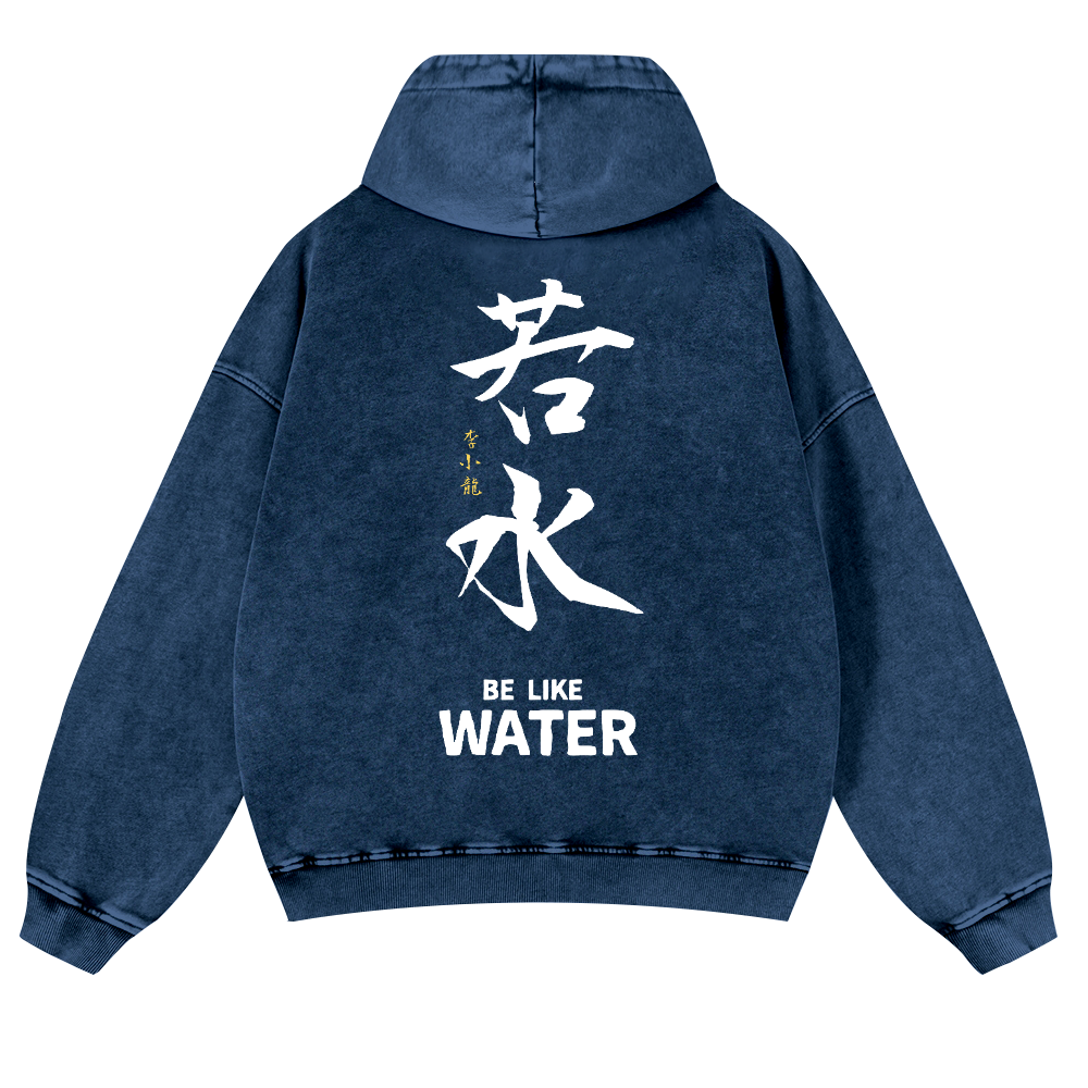 Bruce Lee Water Vintage Washed Cotton Back Art Hoodie