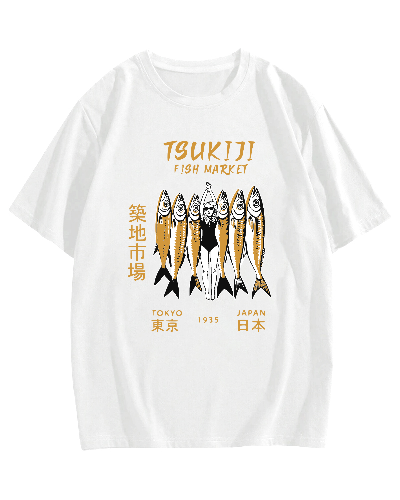 Tokyo Seafood Tsukiji Market Cotton casual T-shirt