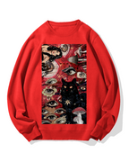 Psychedelic Black Cat Cotton Sweatshirt