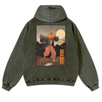 Kimono Pumpkin Person Vintage Washed Cotton Back Art Hoodie