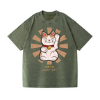 Lucky Cat Vintage Wash Japanese Design T-Shirt