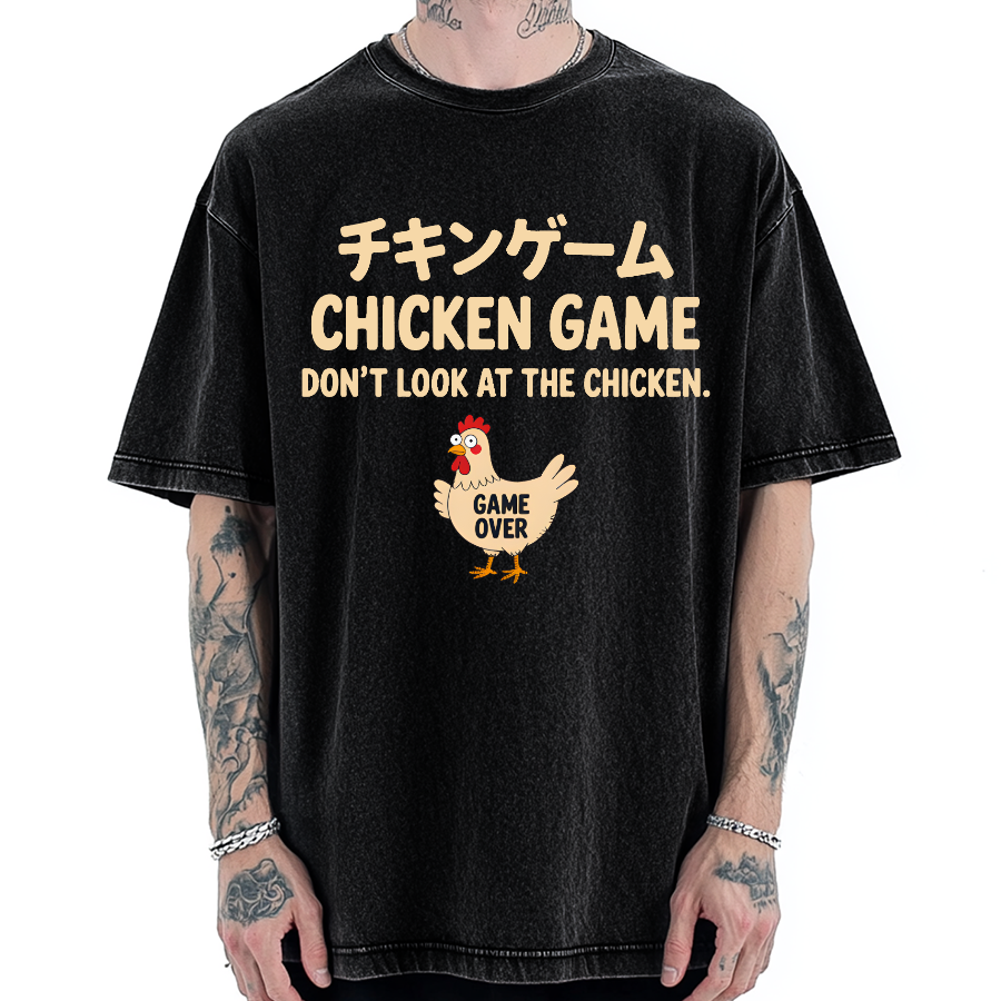 Chicken Game Funny Vintage Washed T-shirt