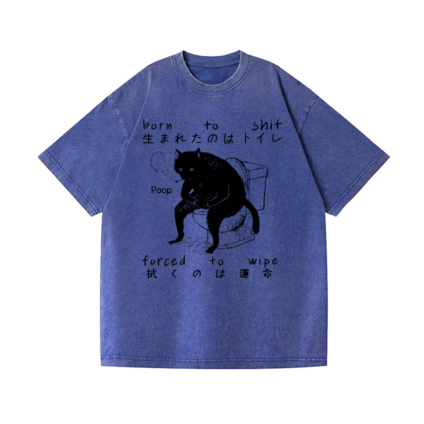 Black Cat Vintage Wash Japanese Design T-Shirt