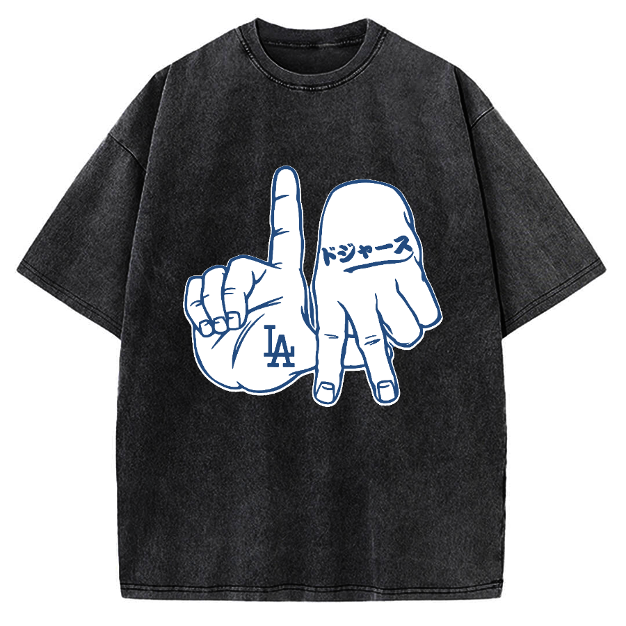 LA  Sign & Baseball Vintage Washed T-shirt