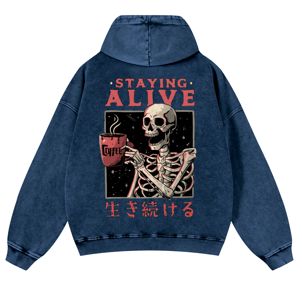 Skull Vintage Washed Cotton Back Art Hoodie