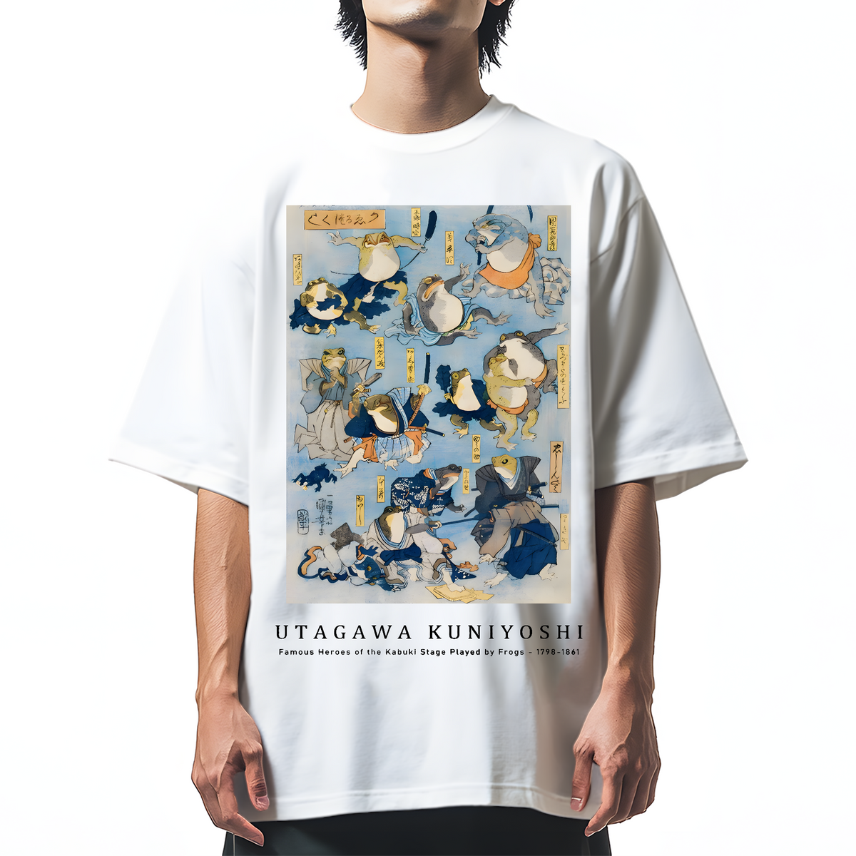 Utagawa Kuniyoshi Frogs Vintage Wash Japanese Design Cotton casual T-shirt