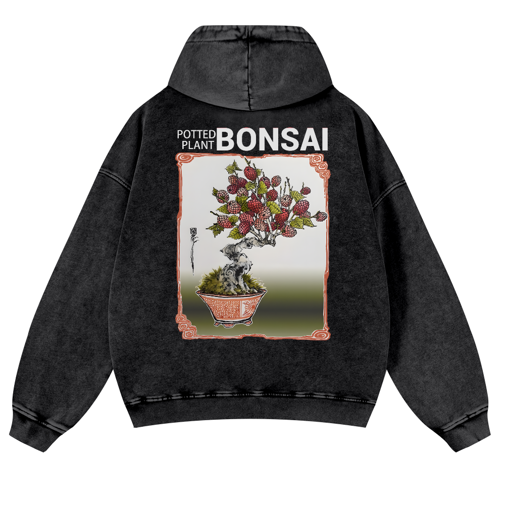 Bonsai Vintage Washed Cotton Back Art Hoodie