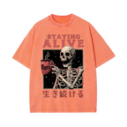 Staying Alive Vintage Wash Japanese Design T-Shirt