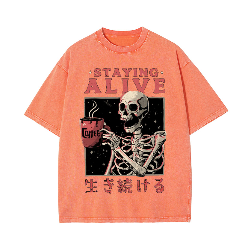 Staying Alive Vintage Wash Japanese Design T-Shirt