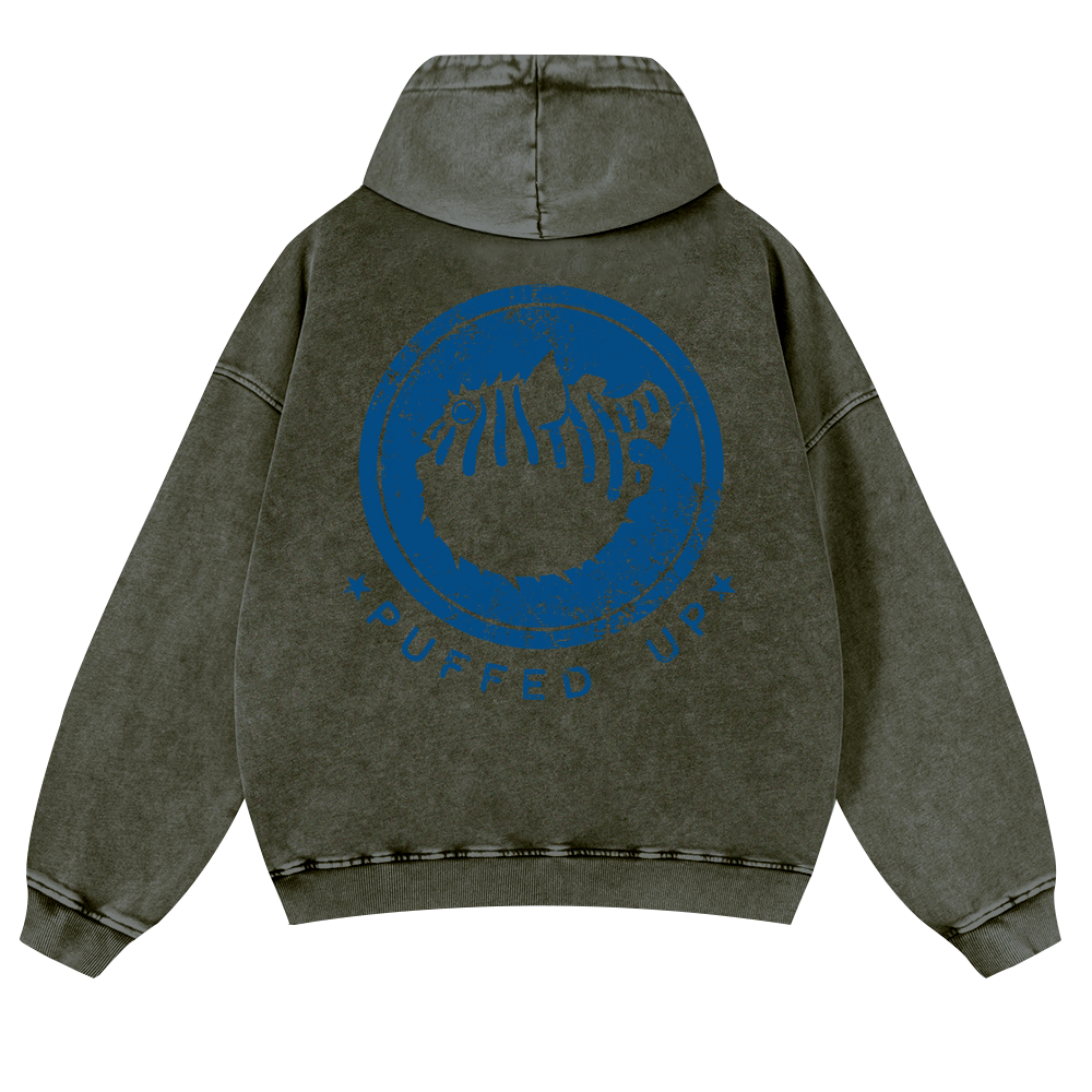 Pufferfish Vintage Washed Cotton Back Art Hoodie