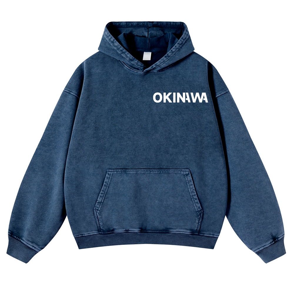 Okinawa Vintage Washed Cotton Back Art Hoodie