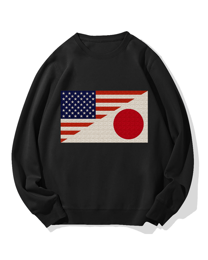 Japan-US Flag Cotton Sweatshirt