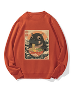 Hippo eating ramen Cotton Sweatshirt