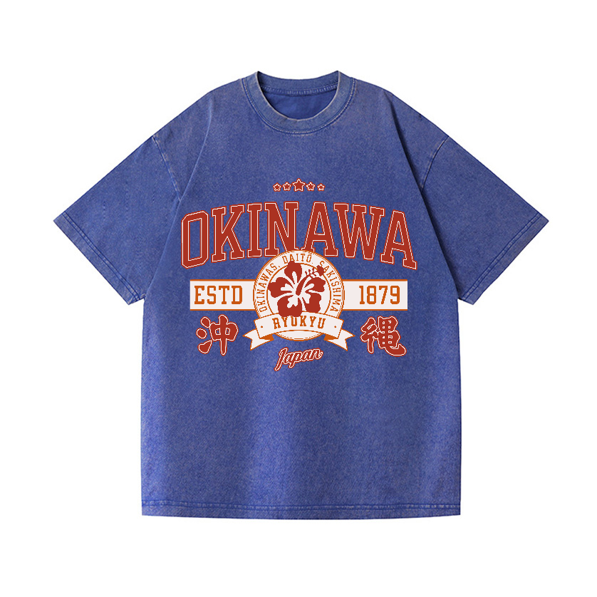 Okinawa Daito Sakishima Ryukyu Vintage Wash Japanese Design T-Shirt