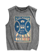 Retro Baseball Stamp Vintage Distressed Washed Tank Top