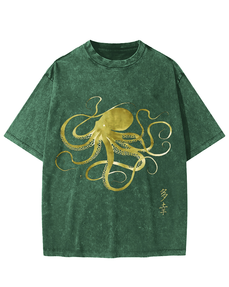 Japanese Octopus Vintage Washed T-shirt