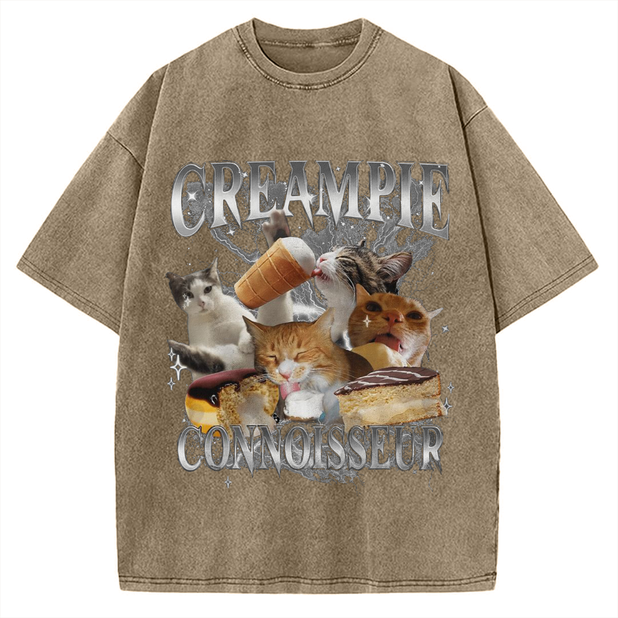 Creampie Connoisseur Meme Vintage Washed T-shirt