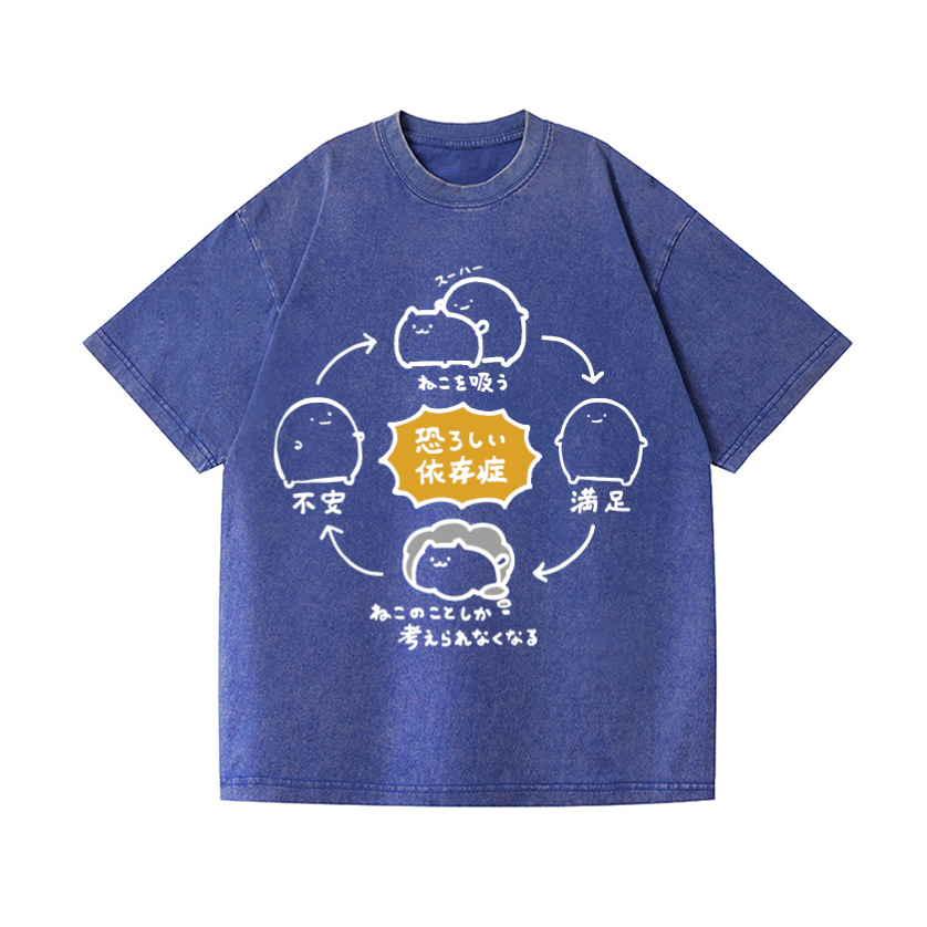 Cat Vintage Wash Japanese Design T-Shirt