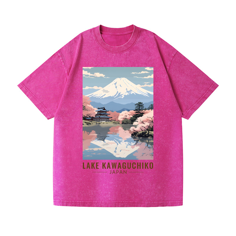 Lake Kawaguchiko Vintage Wash Japanese Design T-Shirt