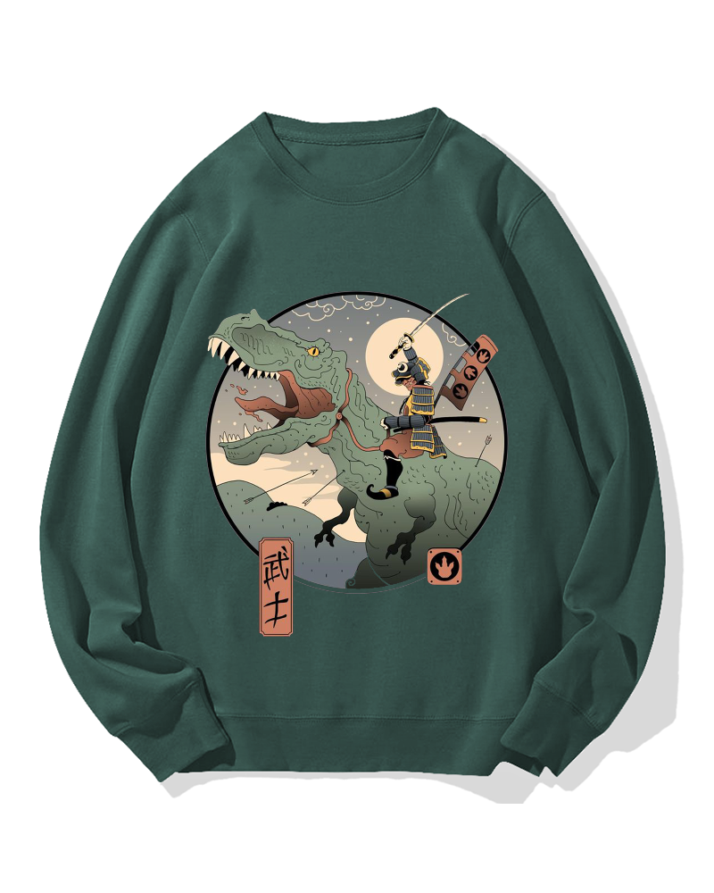 Japanese Dinosaur Warrior Cotton Sweatshirt