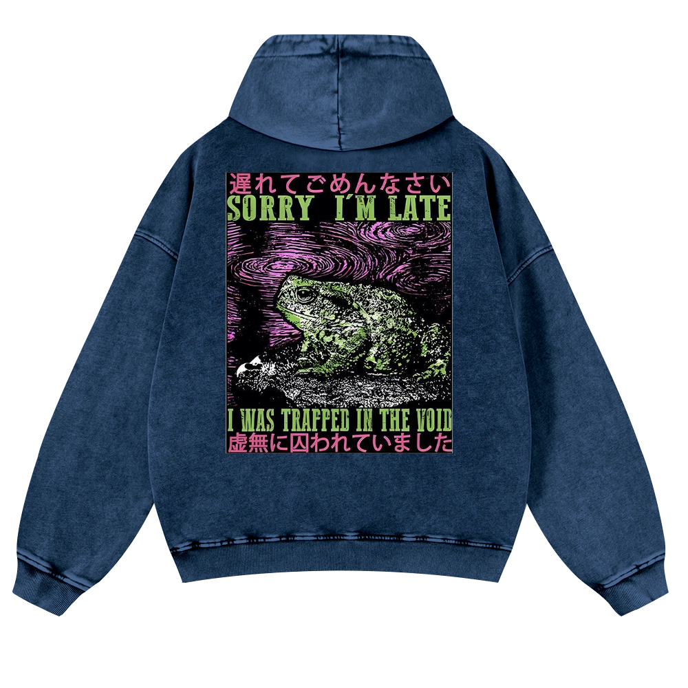 Frog's Void Excuse Vintage Washed Cotton Back Art Hoodie