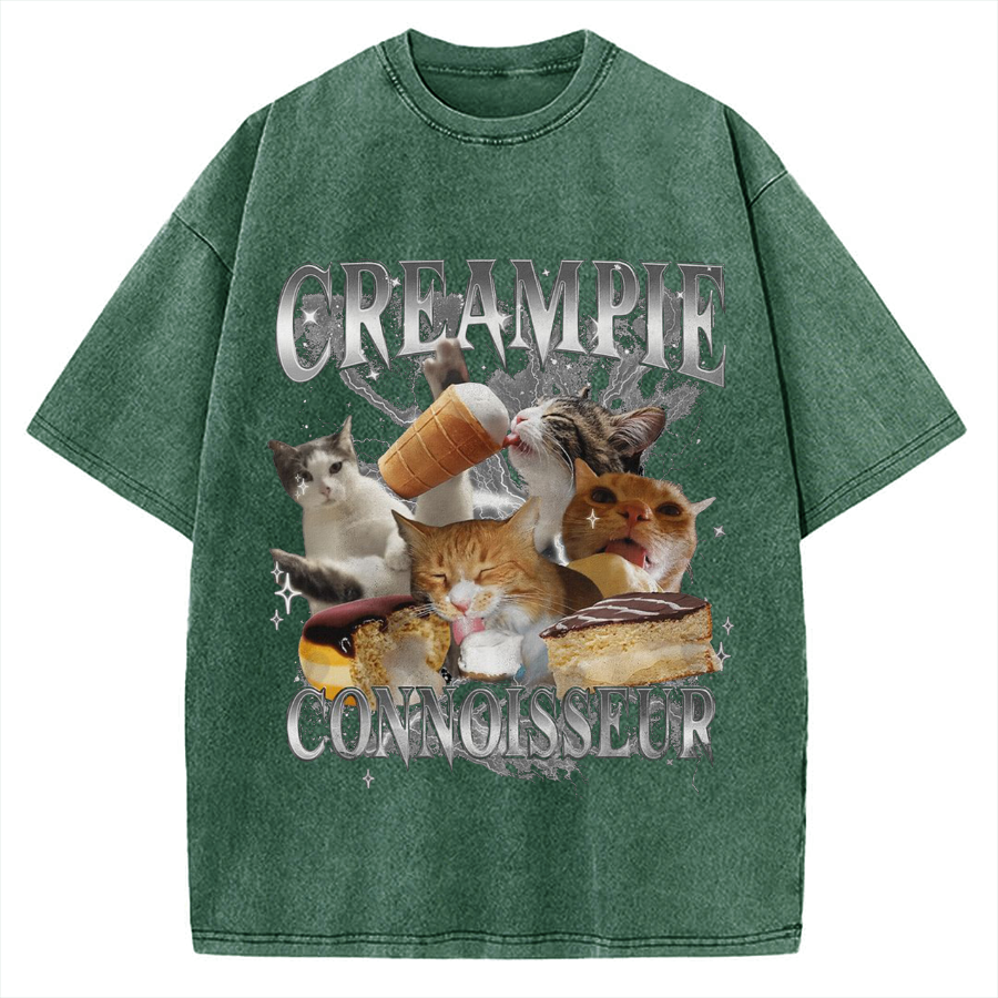 Creampie Connoisseur Meme Vintage Washed T-shirt