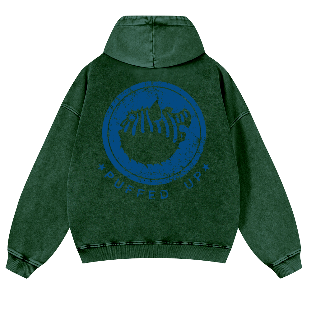 Pufferfish Vintage Washed Cotton Back Art Hoodie