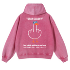 Stay Classy Bird Vintage Washed Cotton Back Art Hoodie