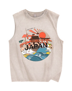 Welcome to Japan Poster Vintage Distressed Washed Tank Top