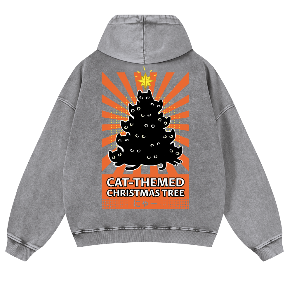 Christmas Tree Vintage Washed Cotton Back Art Hoodie