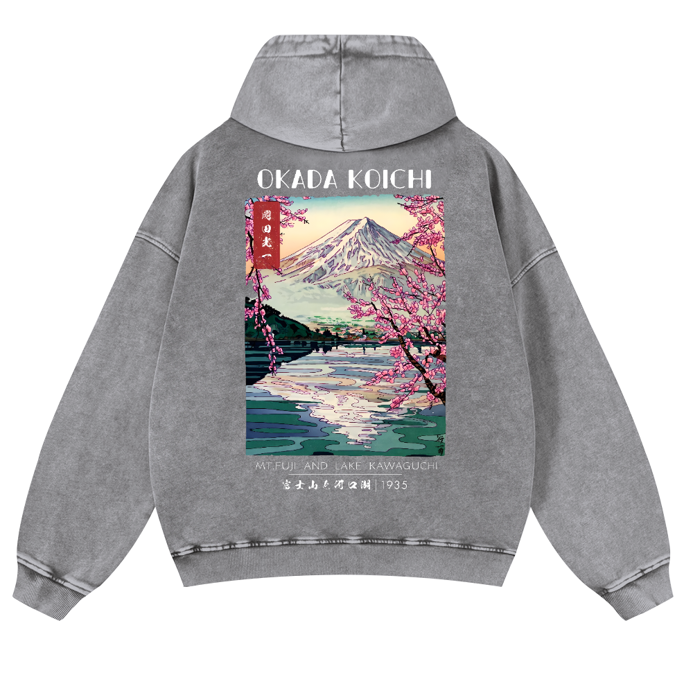 Okada Koichi Vintage Washed Cotton Back Art Hoodie