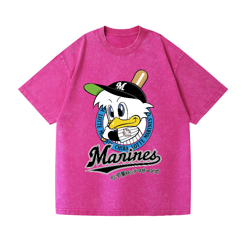 Chiba Lotte Marines Baseball Vintage Wash Japanese Design T-Shirt