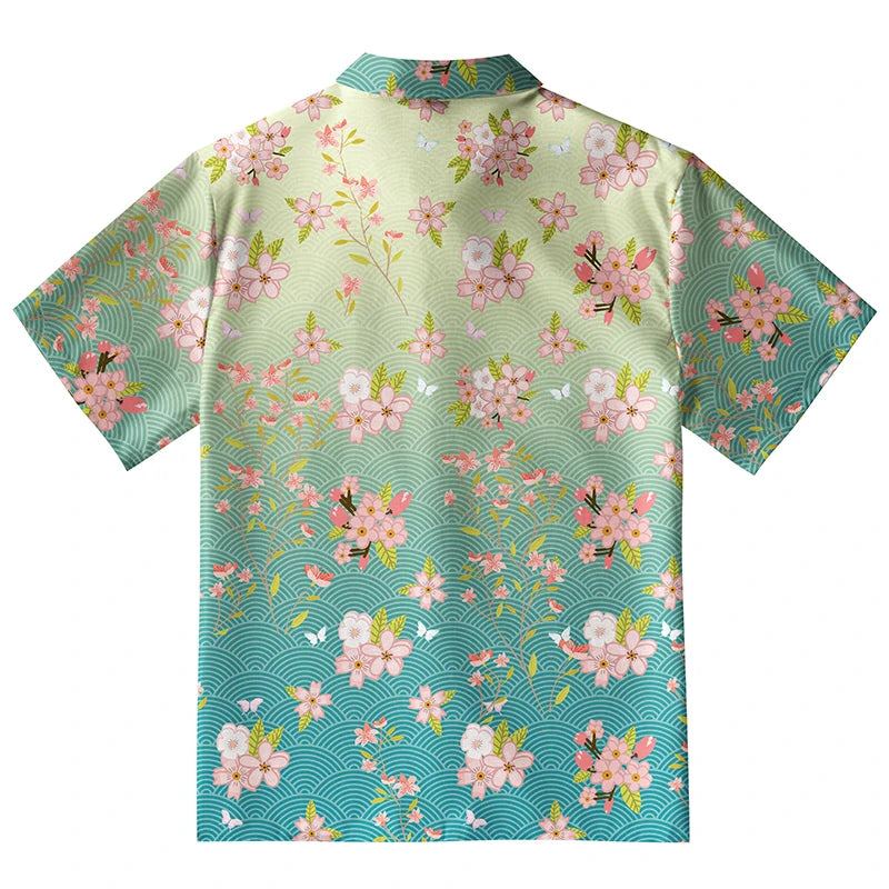 Sakura Blossom Waves Button-up Shirt