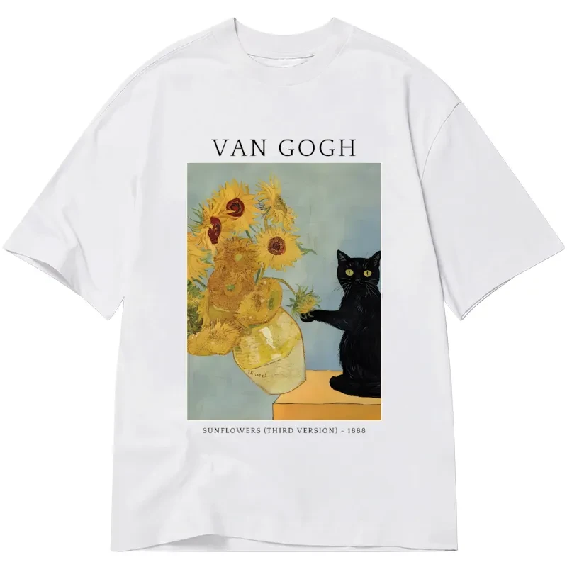 Black Cat With Sunflowers Classic T-Shirt