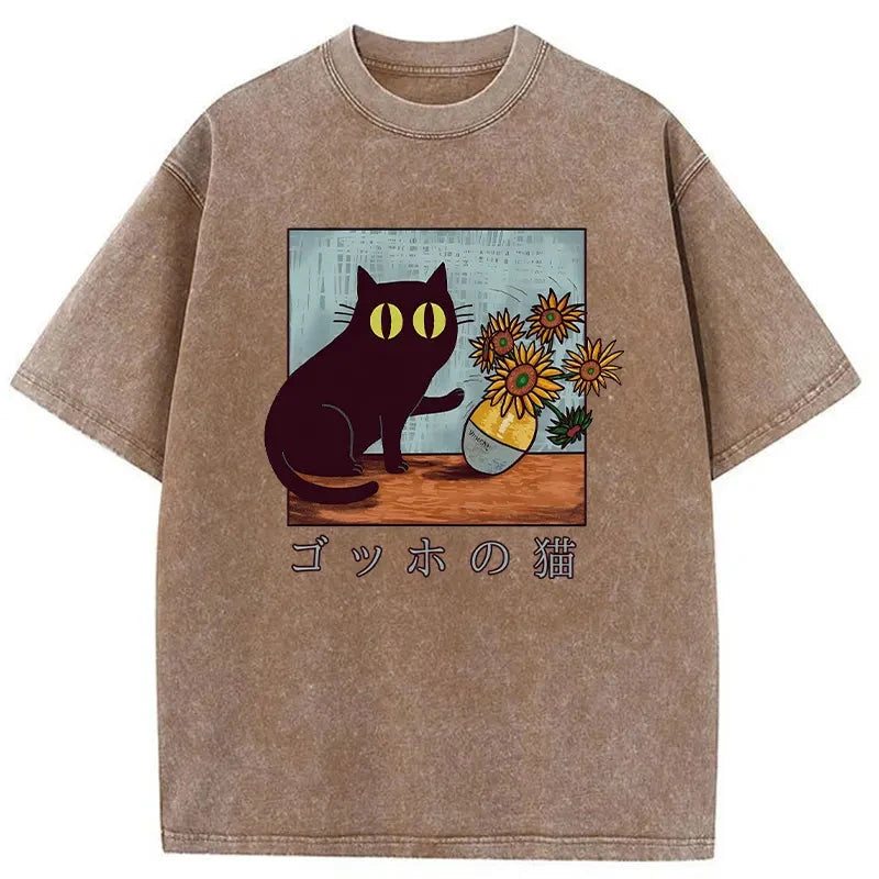 Van Gogh's Cat Washed T-Shirt