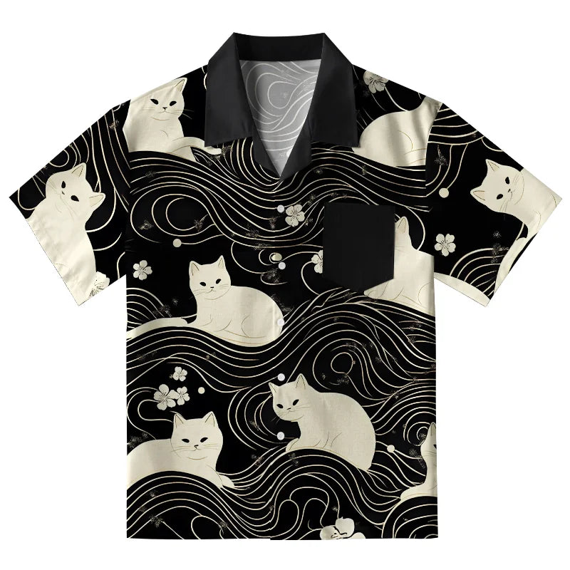 Mysterious Cat Aloha Hawaiian Shirt