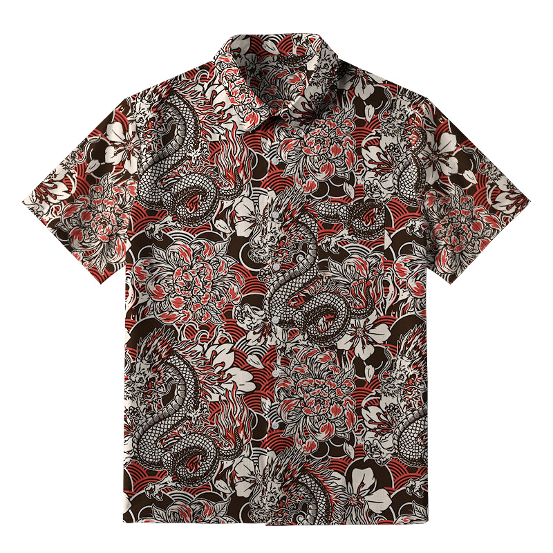 Japanese Retro Dragon Button-up Shirt