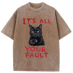 Unisex Cat's Accusation Washed T-Shirt